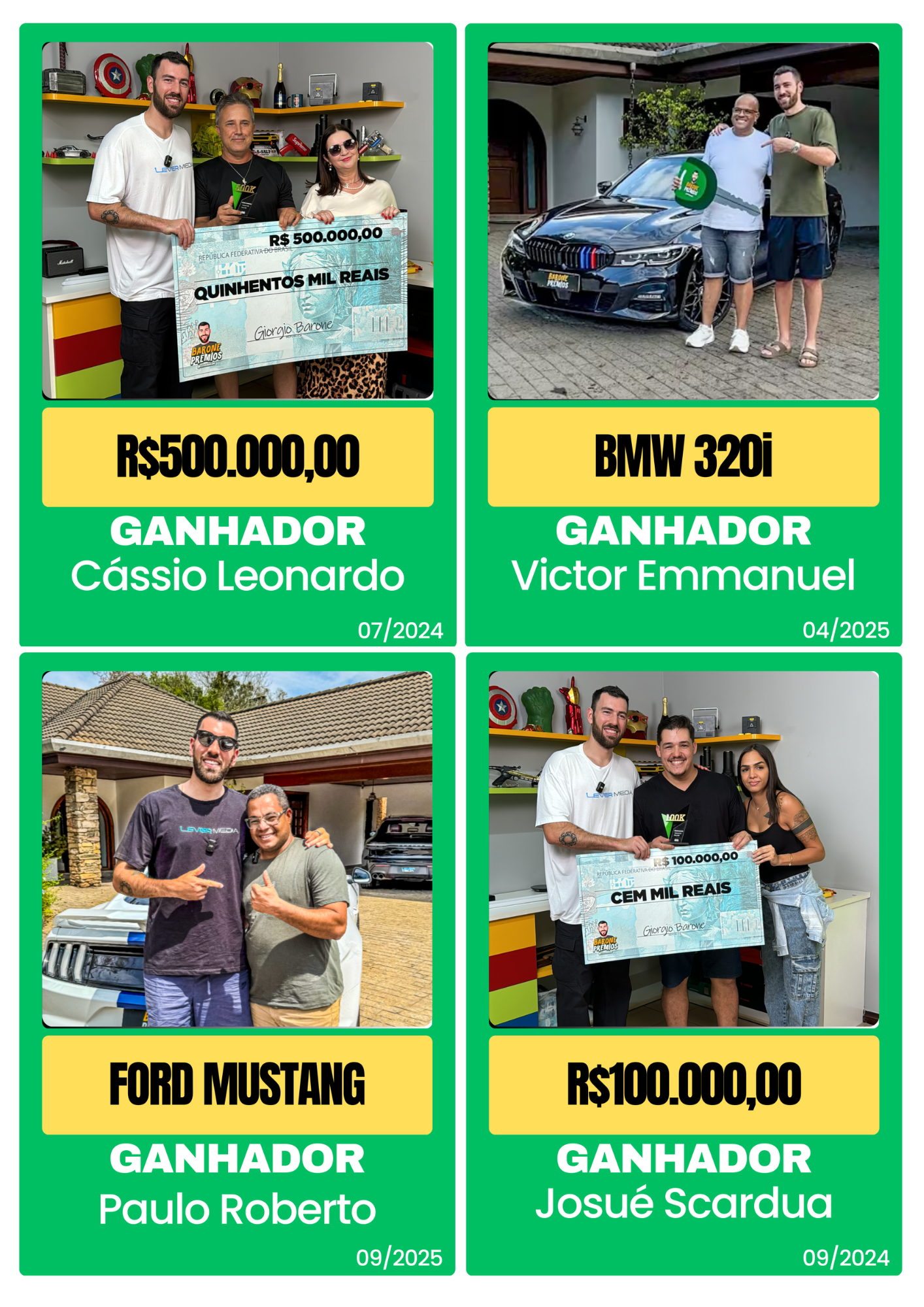 Ganhadores reais Barone Prêmios 2